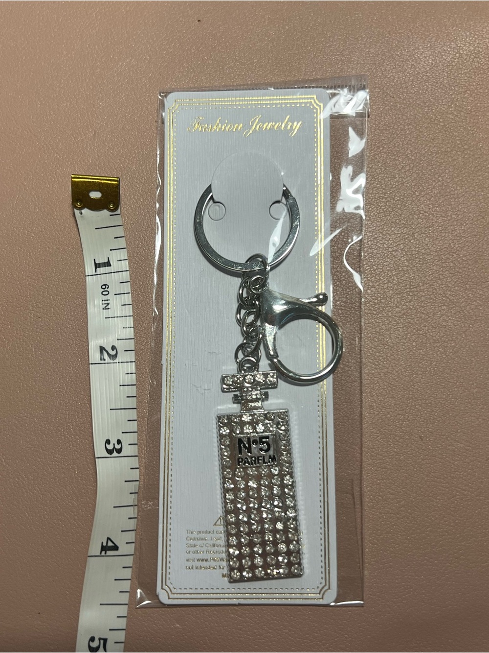 Silver Rhinestone Perfume Bottle Keychain Bag Charm N°5 Inspired NWT - Picture 8 of 8